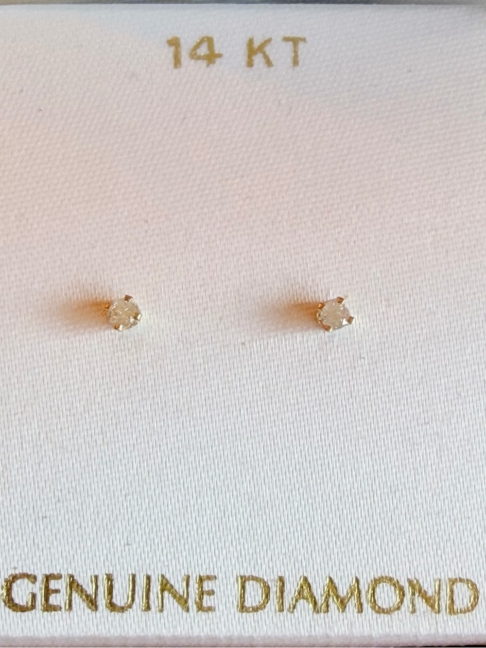 14K Gold Genuine Diamond Stud Earrings | Minimalist Solitaire Diamond Earrings